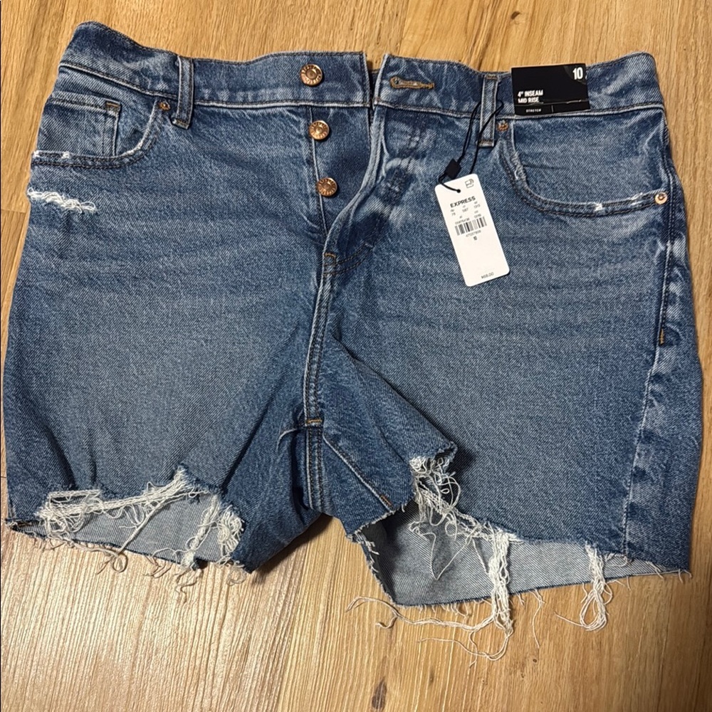 Express Denim Blue Distressed Women's Shorts
